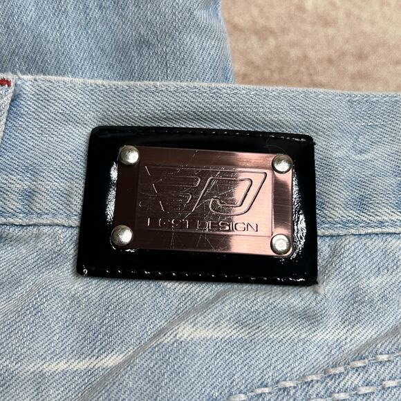 EGST Egoiste Design Low Rise Embroidered Distressed Jeans Light Wash Denim Euro - Picture 10 of 12